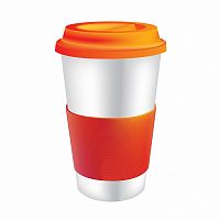 термостакан белый с оранжевым термодержателем в Нижневартовске