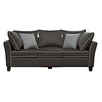 диван трехместный прямой черный с бежевым кантом в Нижневартовске