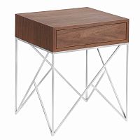 прикроватная тумба с ящиком prince box silver американский орех серебристая металлик, американский о в Нижневартовске