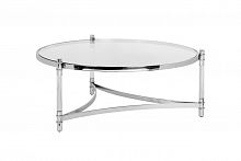 круглый журнальный столик со стеклянной столешницей на хромированном основании d104x43,5 см в Нижневартовске