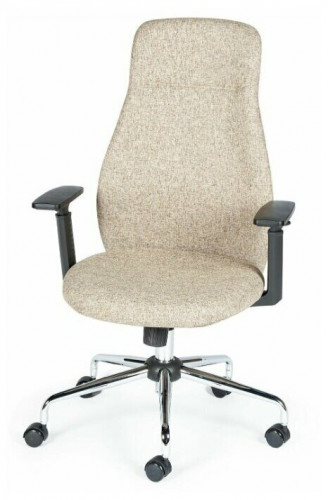 кресло компьютерное милан хром крестовина / черные подлокотники / бежевая ткань в Нижневартовске