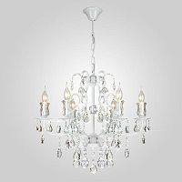 подвесная люстра eurosvet blossom 10077/6 глянцевый белый/прозрачный хрусталь strotskis в Нижневартовске