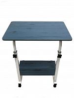прикроватный столик для ноутбука, с полкой, с регулировкой высоты на колесиках, синий в Нижневартовске