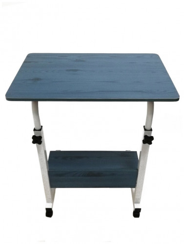 прикроватный столик для ноутбука, с полкой, с регулировкой высоты на колесиках, синий в Нижневартовске