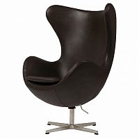 кресло egg chair кожа темно-коричневое в Нижневартовске