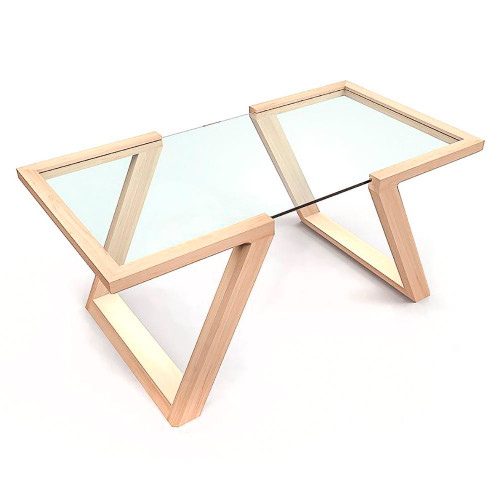 стол журнальный фит бежевый с прозрачной столешницей в Нижневартовске