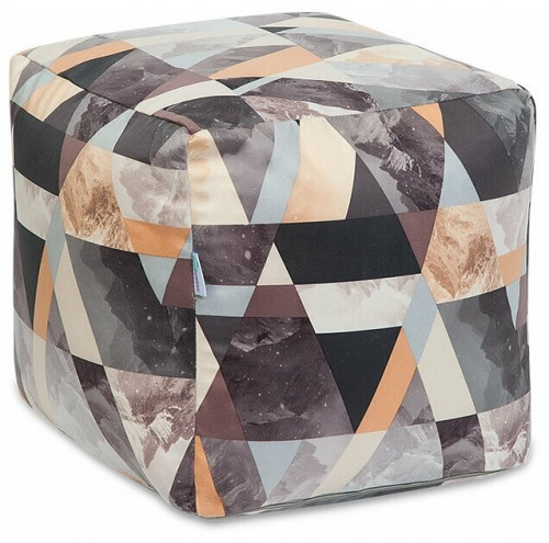 пуф квадратный рица, микровельвет, серо-бежевый, delicatex в Нижневартовске