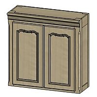 шкаф навесной двухдверный кухонный поместье с состариванием с узором в Нижневартовске