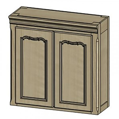 шкаф навесной двухдверный кухонный поместье с состариванием с узором в Нижневартовске