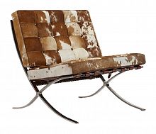 кресло barcelona chair коричнево-белое в Нижневартовске