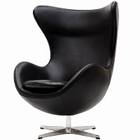 кресло с подлокотниками arne jacobsen style egg chair черное в Нижневартовске