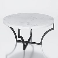 журнальный столик круглый с белой мраморной столешницей на черном основании роуч в Нижневартовске