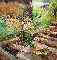 картина маслом мост в деревне в Нижневартовске