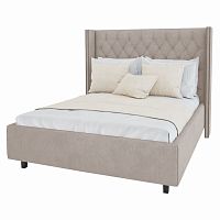 кровать двуспальная 180х200 серая из велюра с каретной стяжкой wing в Нижневартовске