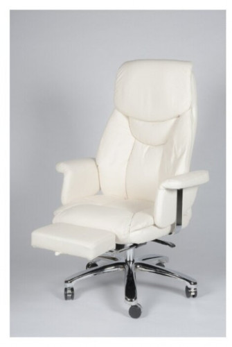 кресло руководителя парламент(ivory) сталь + хром / слоновая кость экокожа в Нижневартовске