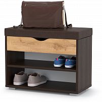 тумба для обуви лайт 08.57, цвет венге/дуб крафт золотой/тёмно-коричневая искусственная кожа в Нижневартовске