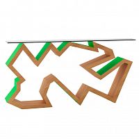 тумба ласточка от odingeniy основная отделка дуб, отделка верхней поверхности ножки зеленая в Нижневартовске