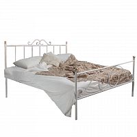 кованая двуспальная кровать 160х200 с двумя спинками белая оливия в Нижневартовске