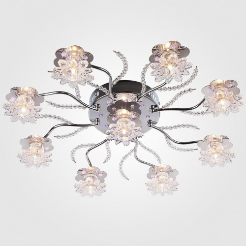 потолочная люстра eurosvet 4831/9 хром/синий+красный+фиолетовый в Нижневартовске