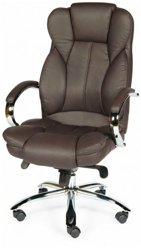 кресло руководителя верса (brown) сталь + хром / темно-коричневая экокожа в Нижневартовске