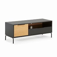 тумба под тв savoi 120х50 мдф матовый черный, шпон дуба от la forma (ex julia grup) в Нижневартовске