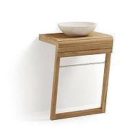 полка с зеркалом для ванной бежевая sunday в Нижневартовске