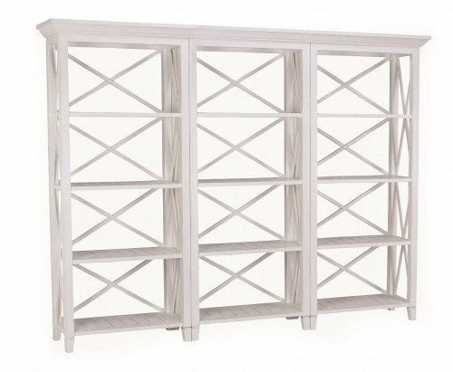 шкаф книжный тройной бретань с состариванием белый в Нижневартовске