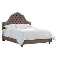 кровать двуспальная 180х200 серая с каретной стяжкой alina tufted smoke в Нижневартовске