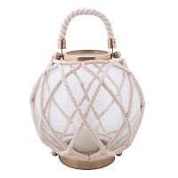 подсвечник-фонарь стеклянный белый в оплетке малый, 27 см в Нижневартовске