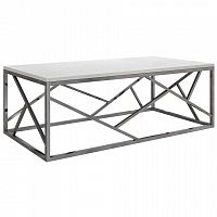 стол журнальный gold с мраморной столешницей белый, хром в Нижневартовске