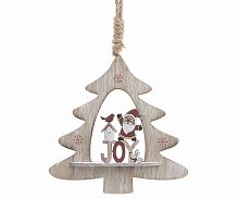 декор новогодний для дома подвесной деревянный елка с сантой в Нижневартовске