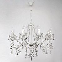 подвесная люстра eurosvet нежность 10061/8 белый с золотом/прозрачный хрусталь strotskis в Нижневартовске