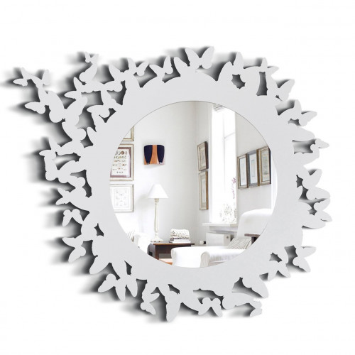 зеркало круглое в белой фигурной раме butterfly в Нижневартовске