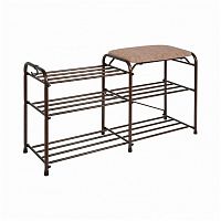 подставка для обуви зми, 3-х полочная с бежевым сиденьем, медный антик, 89х30х48см. в Нижневартовске