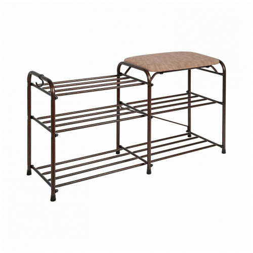 подставка для обуви зми, 3-х полочная с бежевым сиденьем, медный антик, 89х30х48см. в Нижневартовске