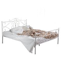 кованая кровать полутораспальная 140х200 с двумя спинками белая валенсия в Нижневартовске