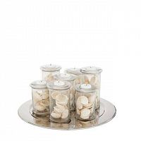 набор подсвечников стеклянный на подносе на 7 свечей parker large от eichholtz, 50 см в Нижневартовске