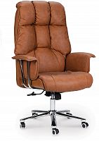 кресло руководителя президент сталь + хром / коричневая №321 экокожа в Нижневартовске