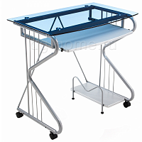 компьютерный стол gera голубой, серебро в Нижневартовске