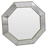 зеркало восьмиугольное серебряное в состаренной раме с золотым бордюром king gold cant в Нижневартовске