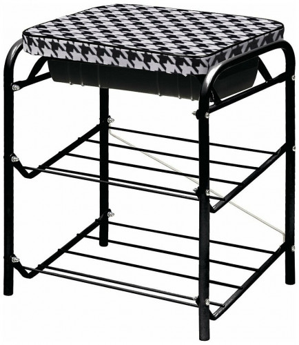 банкетка для обуви с 2 полками и сиденьем-ящиком для хранения haushalt нб1/р черный/белый в Нижневартовске