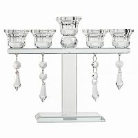 канделябр стеклянный с подвесками на 5 свечей atomic, 20 см в Нижневартовске