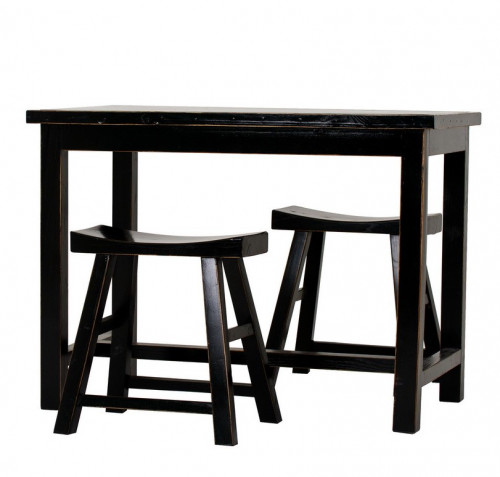 комплект — стол с двумя табуретами черный в Нижневартовске
