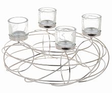 подсвечник металлический круглый серебряный на 4 свечи amanda, 35 см в Нижневартовске