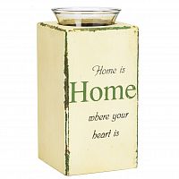 подсвечник деревянный бежевый со стеклом дом там, где сердце provence white, 18 см в Нижневартовске