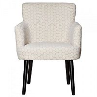 кресло ткань белая с рисунком соты, ножки черные 64х70х83 см в Нижневартовске