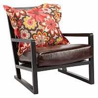 кресло braiton коричневое с цветной подушкой в Нижневартовске