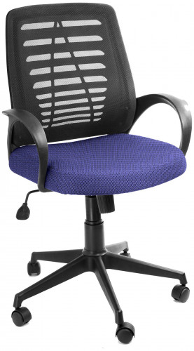 кресло компьютерное глория ткань синяя, спинка чёрная сетка в Нижневартовске
