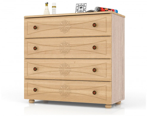 комод 4 ящика онега к-15, цвет лен/ясень шимо светлый в Нижневартовске