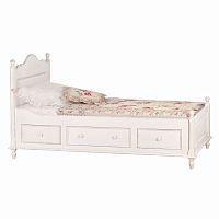 кровать деревянная односпальная 90х190 с ящиками с низким изножьем белая нордик в Нижневартовске